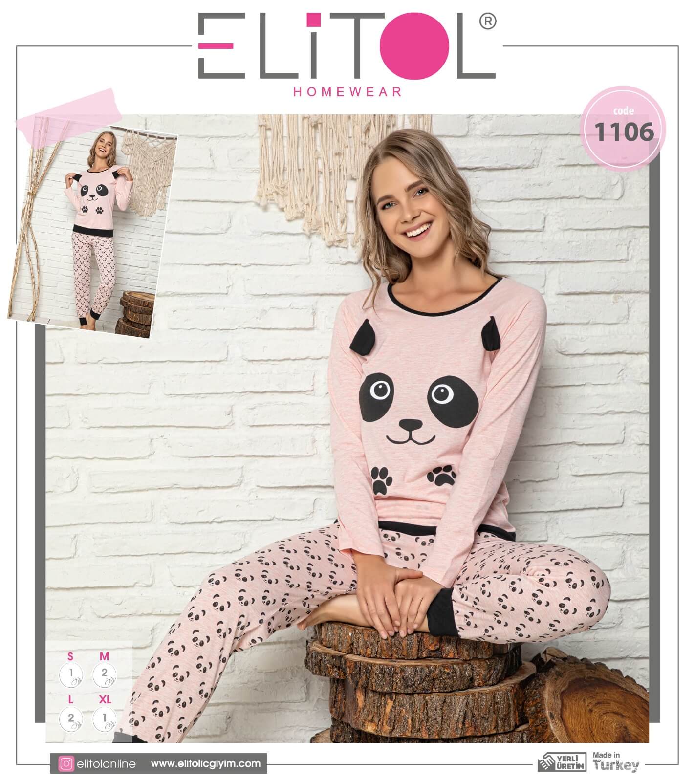 Pyžamo dámske ELiTOL 1106 dlhé ružová