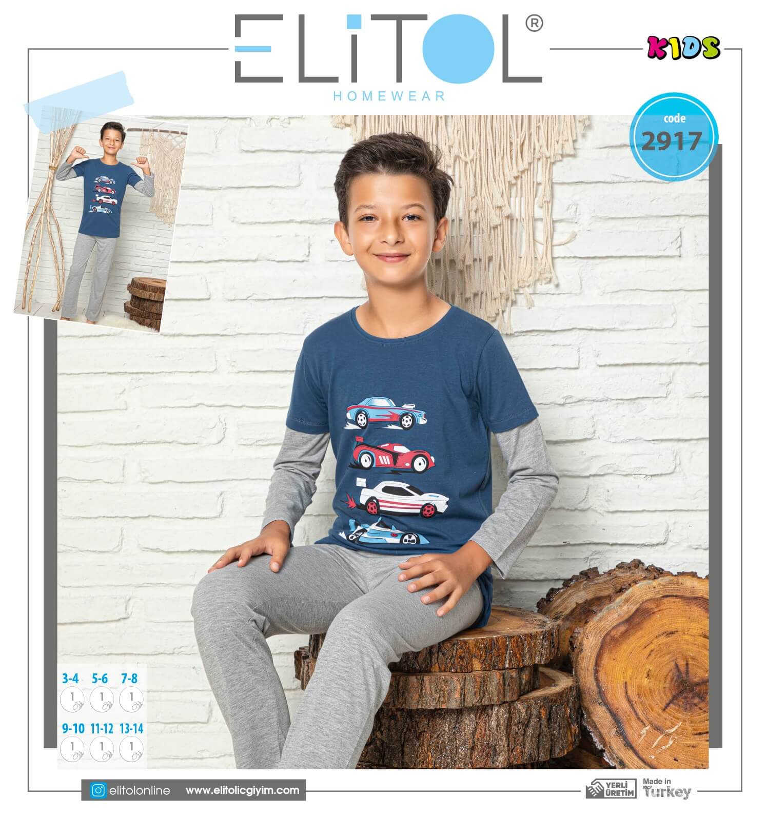 Pyžamo chlapčenské ELiTOL 2917 dlhé modrá