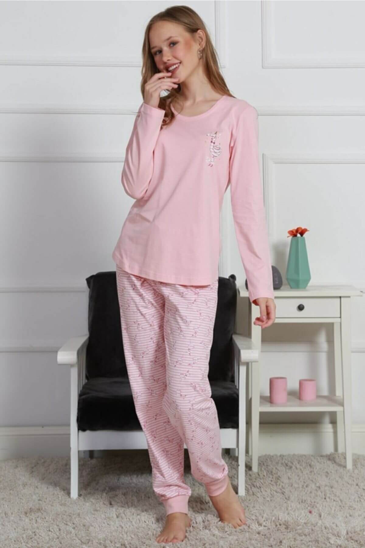 Pyžamo dámske Vienetta 903172 dlhé Flamengo