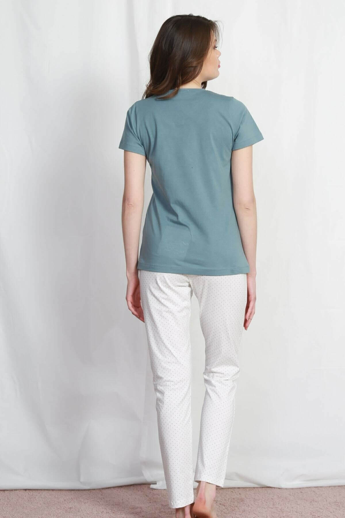 Pyžamo dámske Vienetta 9040421903 dlhé CAT S modrá