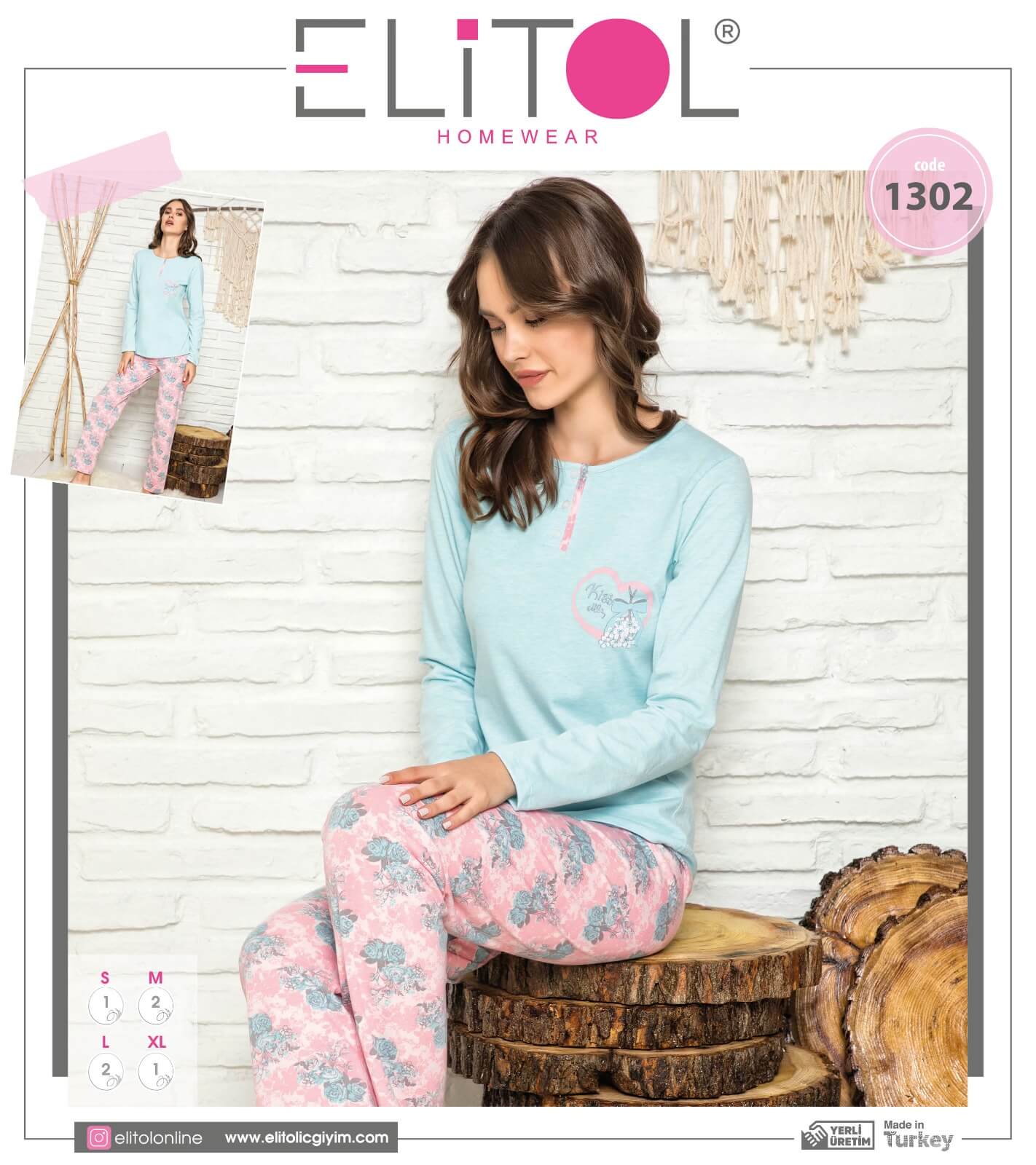 Pyžamo dámske ELiTOL 1302 dlhé modrá