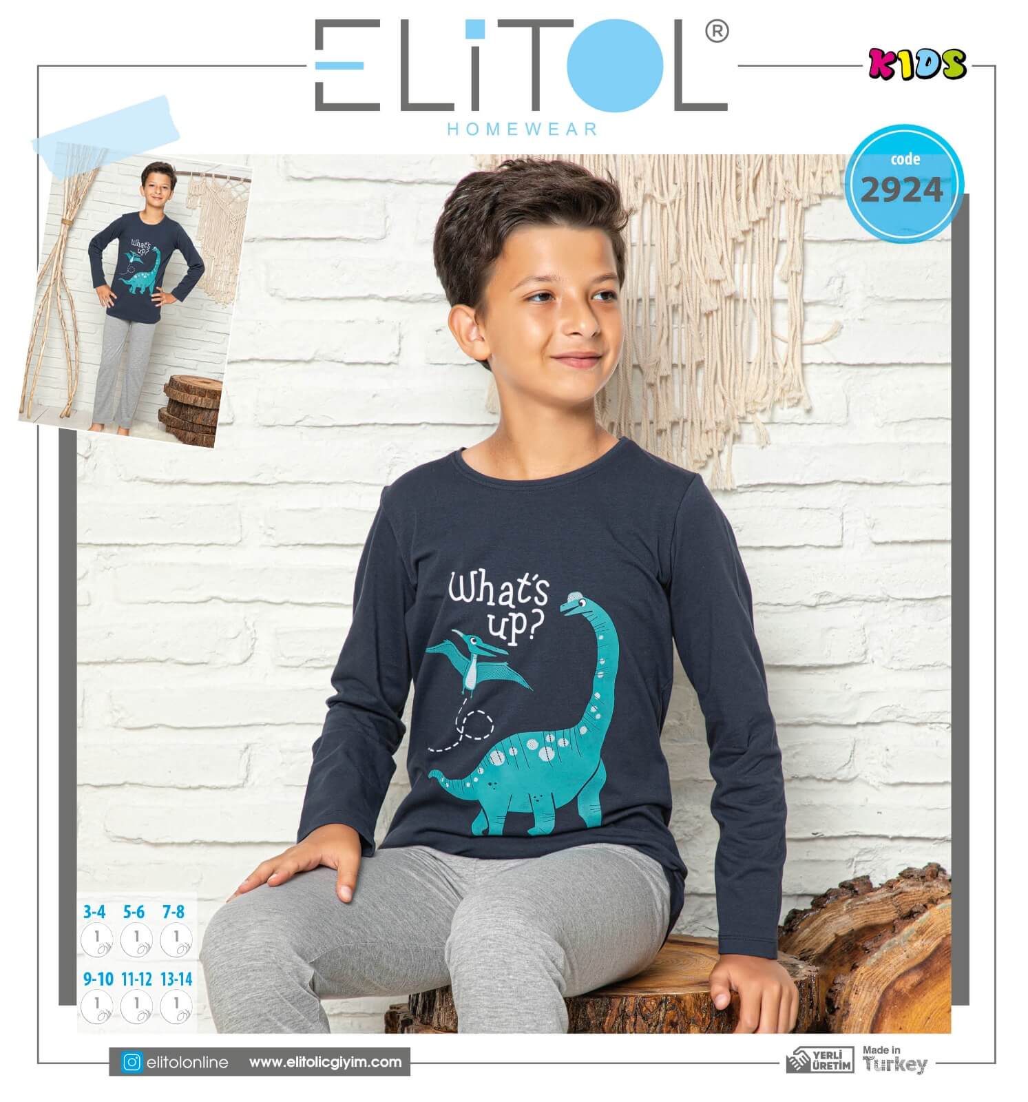 Pyžamo chlapčenské ELiTOL 2924 dlhé modrá